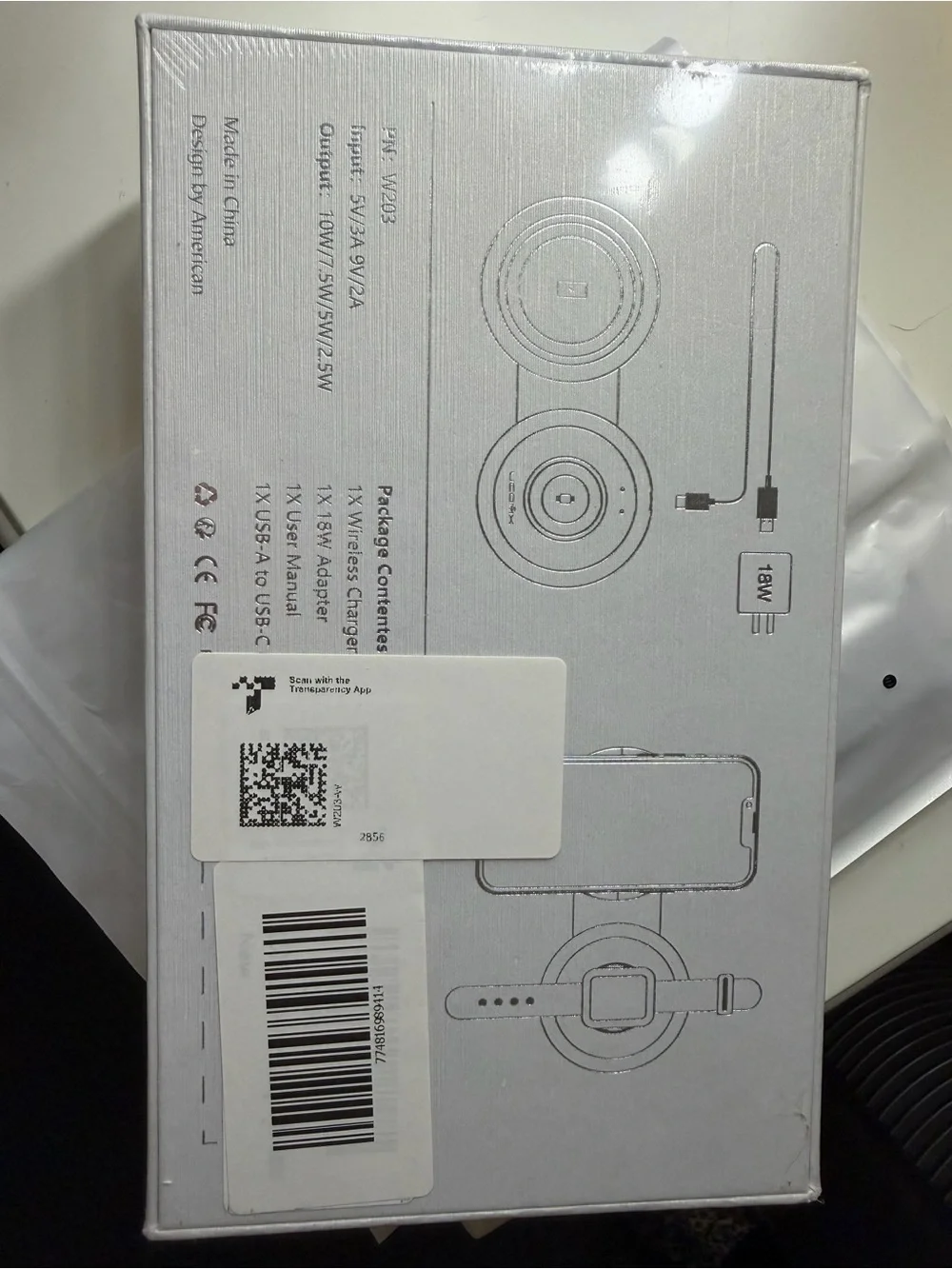 2-in-1 Wireless Charger NWT in white